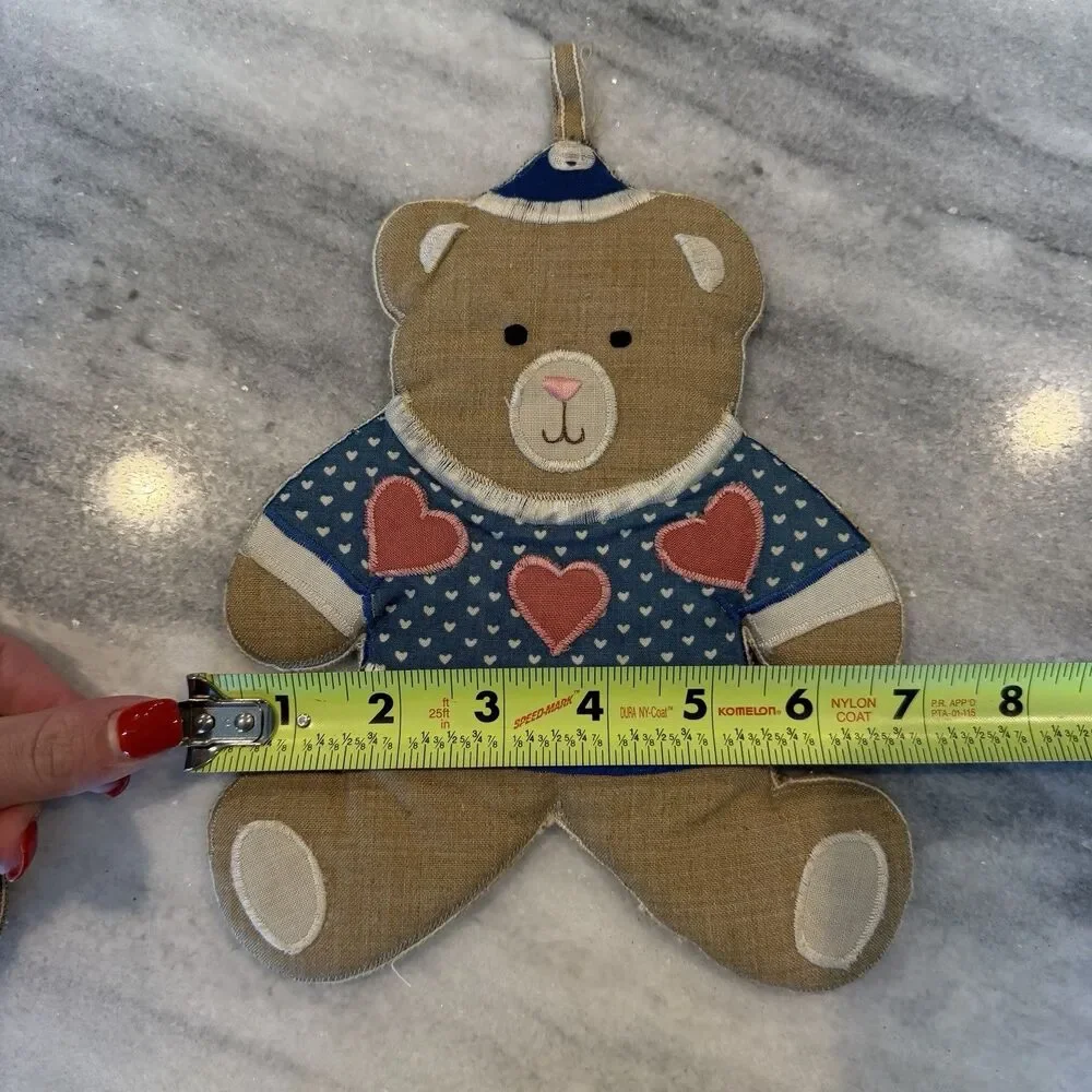 Set Of 3 Vintage Teddy Bear Fabric Wall Hangings Or Hot Pads/Pot Holders